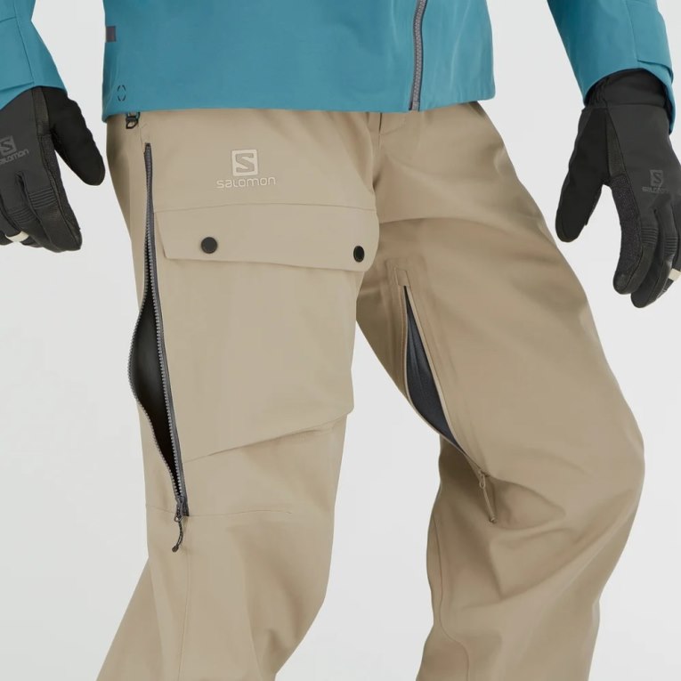 Khaki Salomon Qst 3L Men's Ski Pants | PH 52906Y